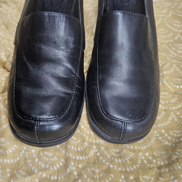 Y2K 90s Croft & Barrow Chantal Black Leather Block Heel Loafers size 6.5M Pumps - Picture 4 of 16